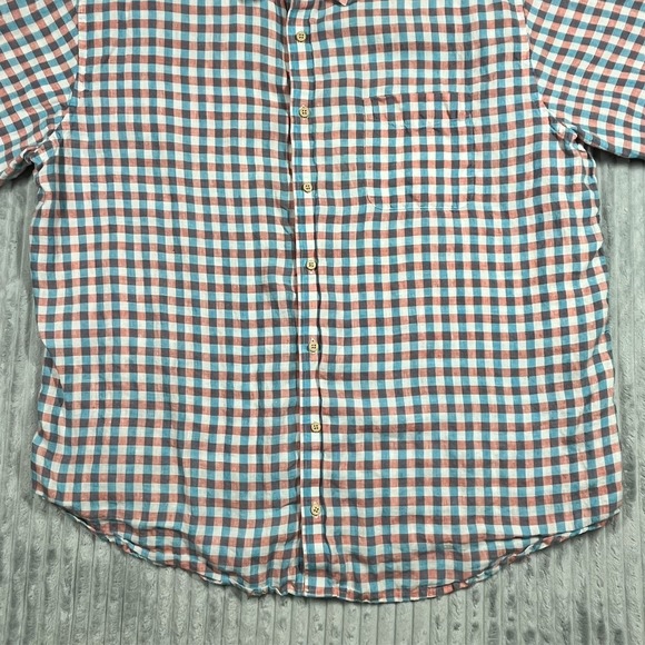 Jos A Bank Linen Button Up Shirt Men's 2XL Gingham Plaid Colorful Beach Resort - Picture 5 of 15